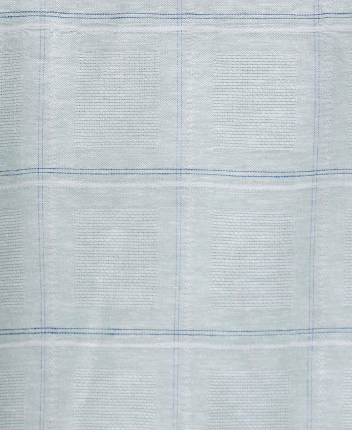 Linen Blend Dobby Windowpane Print Shirt (Blue Surf) 
