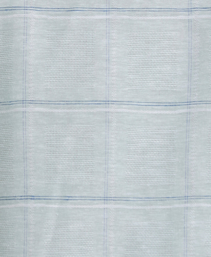 Linen Blend Dobby Windowpane Print Shirt (Blue Surf) 