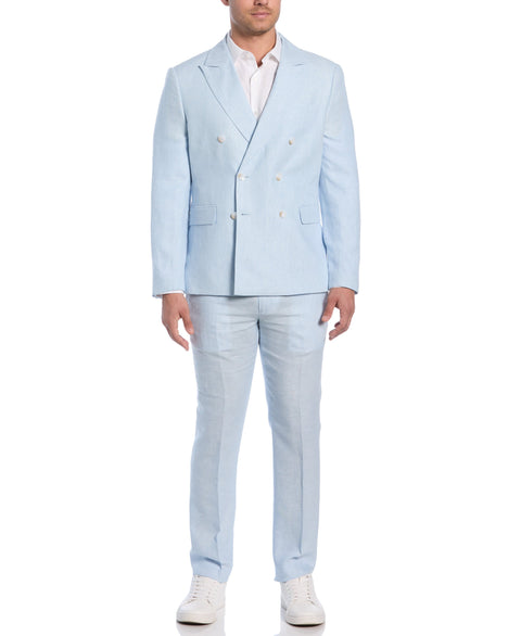 Double Breasted Delave Linen Sports Coat (Dream Blue) 