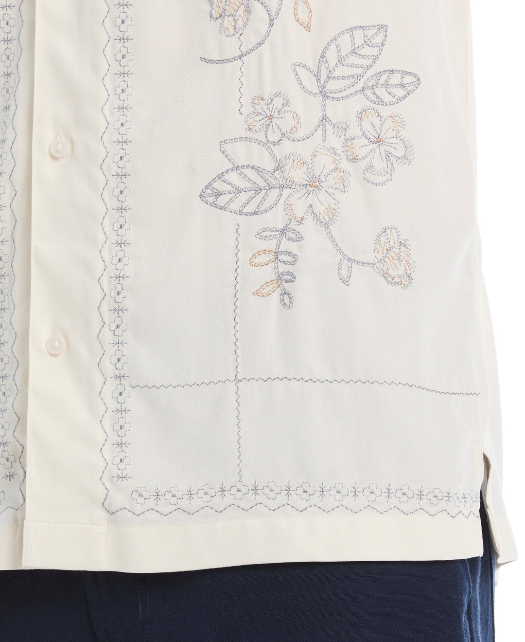 Embroidered Camp Collar Shirt (Egret) 