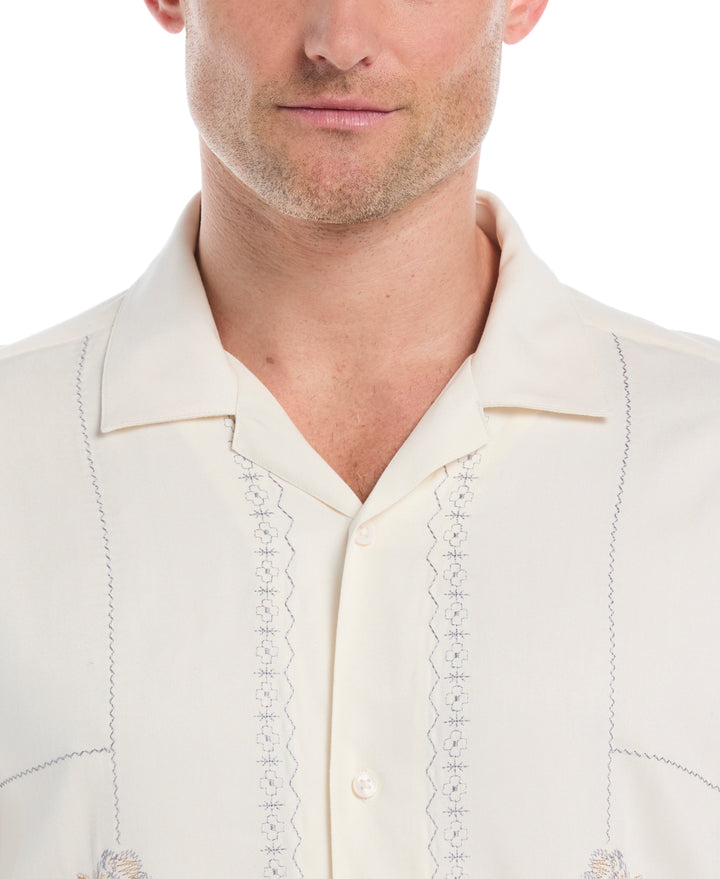 Embroidered Camp Collar Shirt (Egret) 