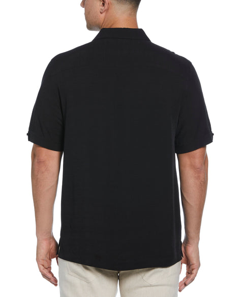 Embroidered Floral Shirt (Jet Black) 