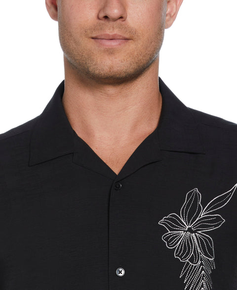 Embroidered Floral Shirt (Jet Black) 