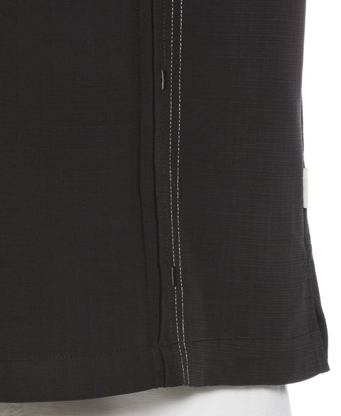 Short Sleeve Embroidered Double Tuck Shirt (Jet Black) 