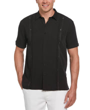 Short Sleeve Embroidered Double Tuck Shirt (Jet Black) 