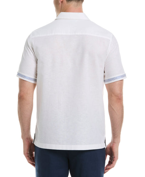 Embroidery Leaf Panel Shirt (Brilliant White) 