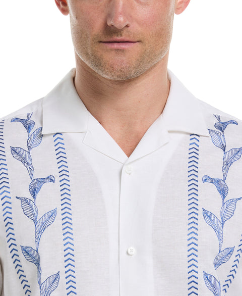 Embroidery Leaf Panel Shirt (Brilliant White) 