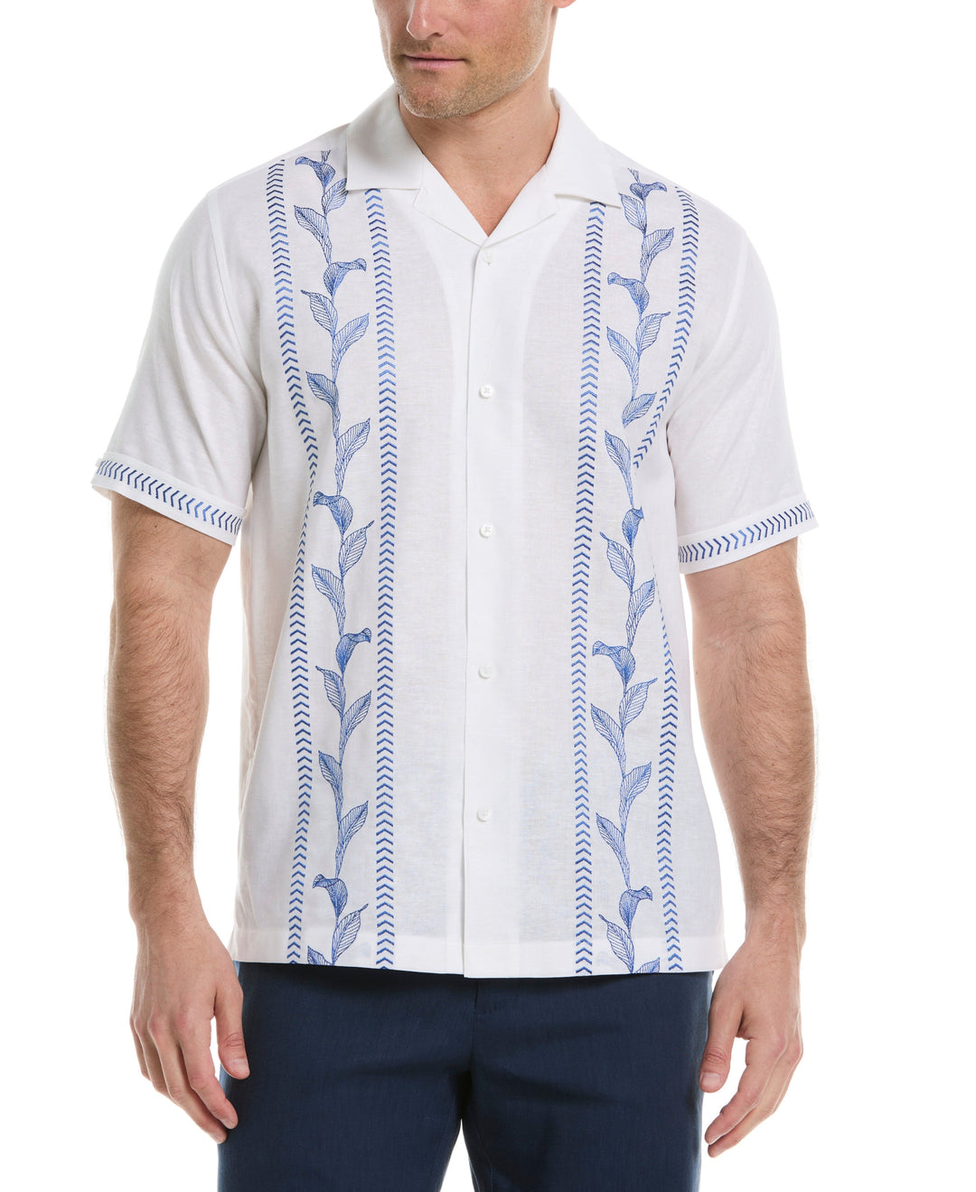 Embroidery Leaf Panel Shirt (Brilliant White) 