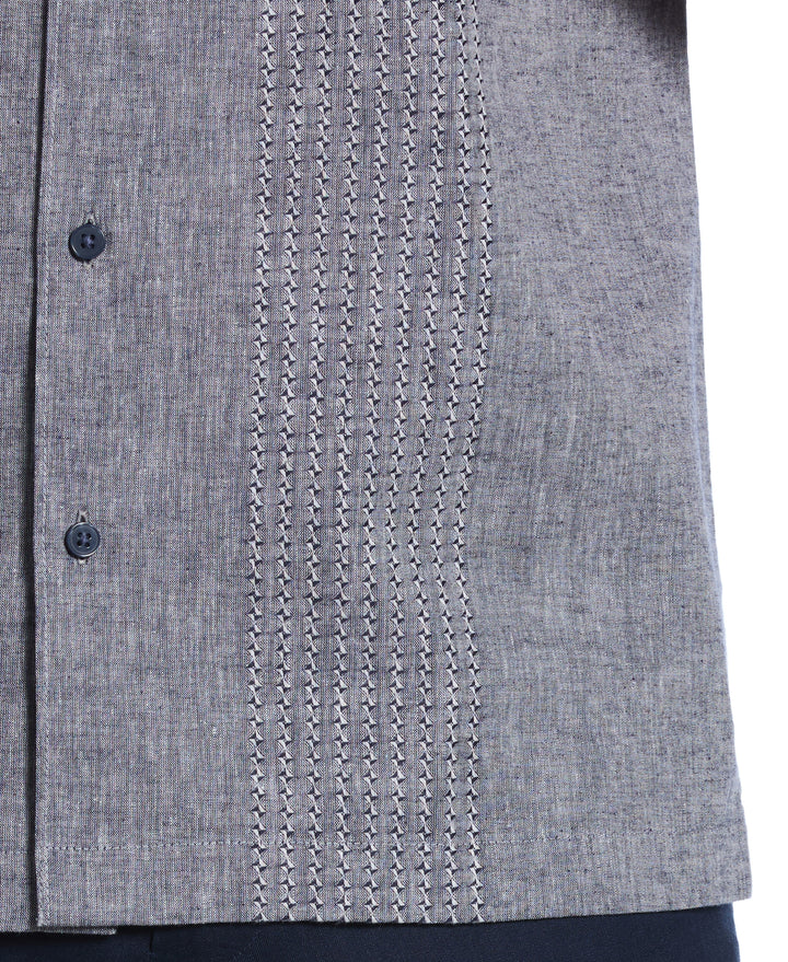Linen Blend Dobby Panels Shirt (Dress Blues) 