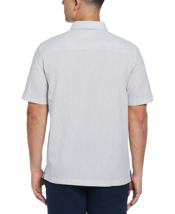 Linen Blend Dobby Panels Shirt (Brilliant White) 
