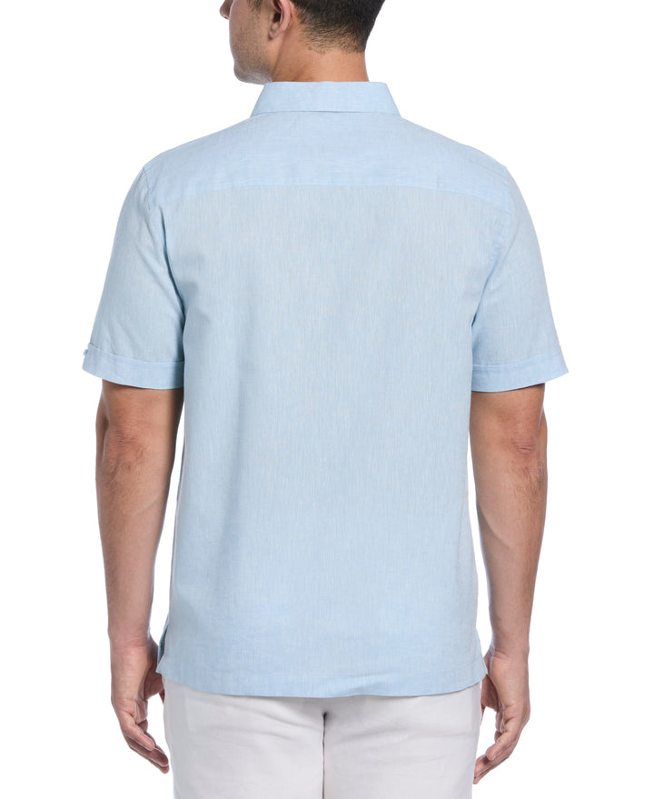 Linen Blend Dobby Panels Shirt (Dream Blue) 