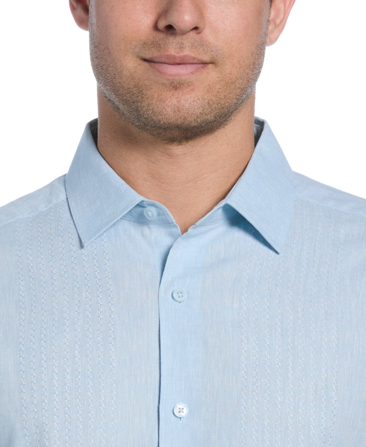 Linen Blend Dobby Panels Shirt (Dream Blue) 