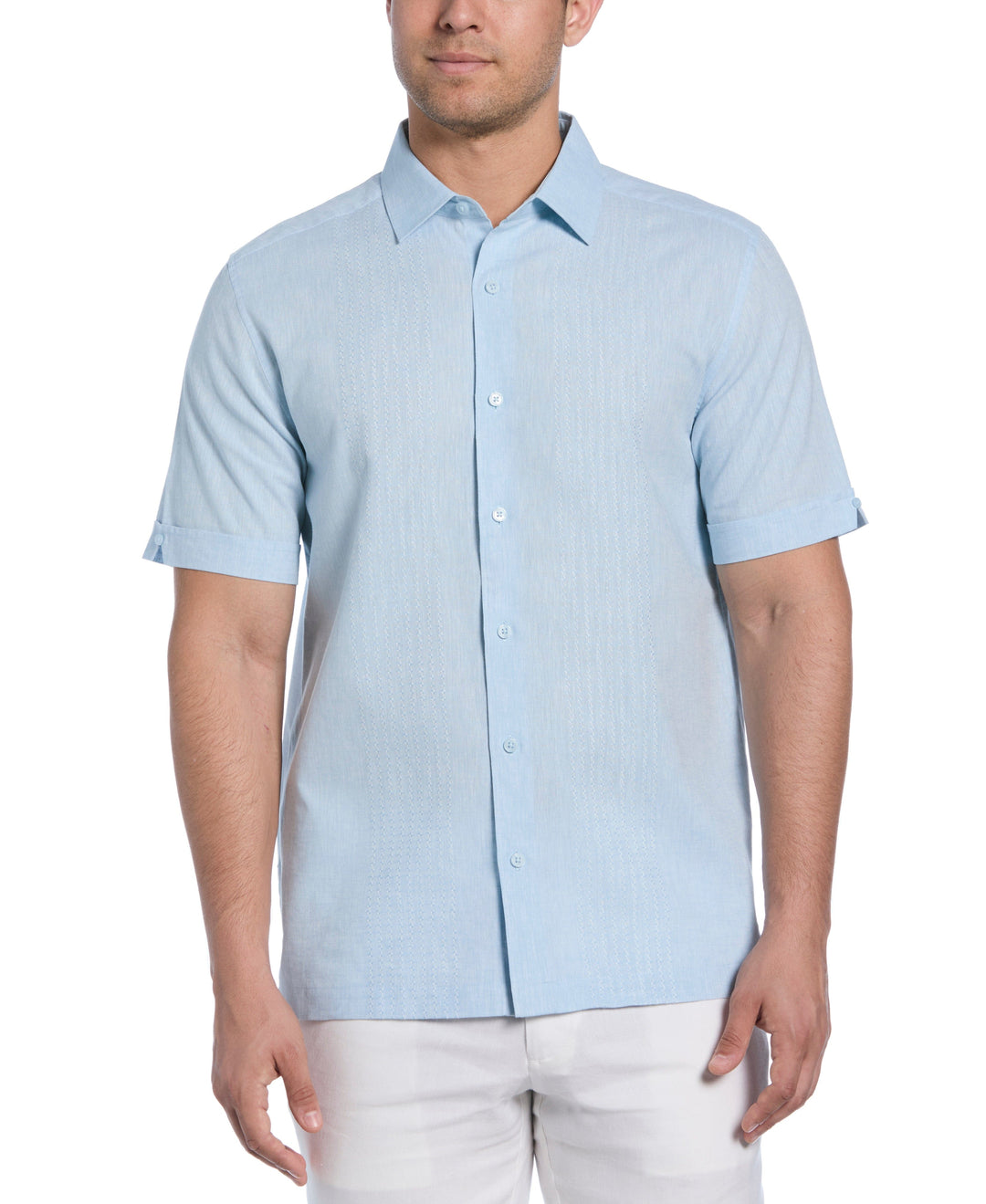 Linen Blend Dobby Panels Shirt (Dream Blue) 