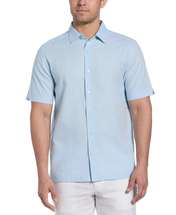 Linen Blend Dobby Panels Shirt (Dream Blue) 
