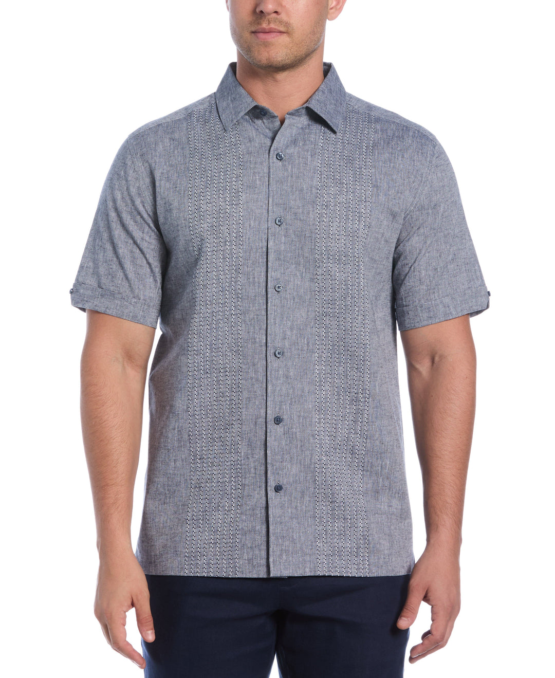 Linen Blend Dobby Panels Shirt (Dress Blues) 