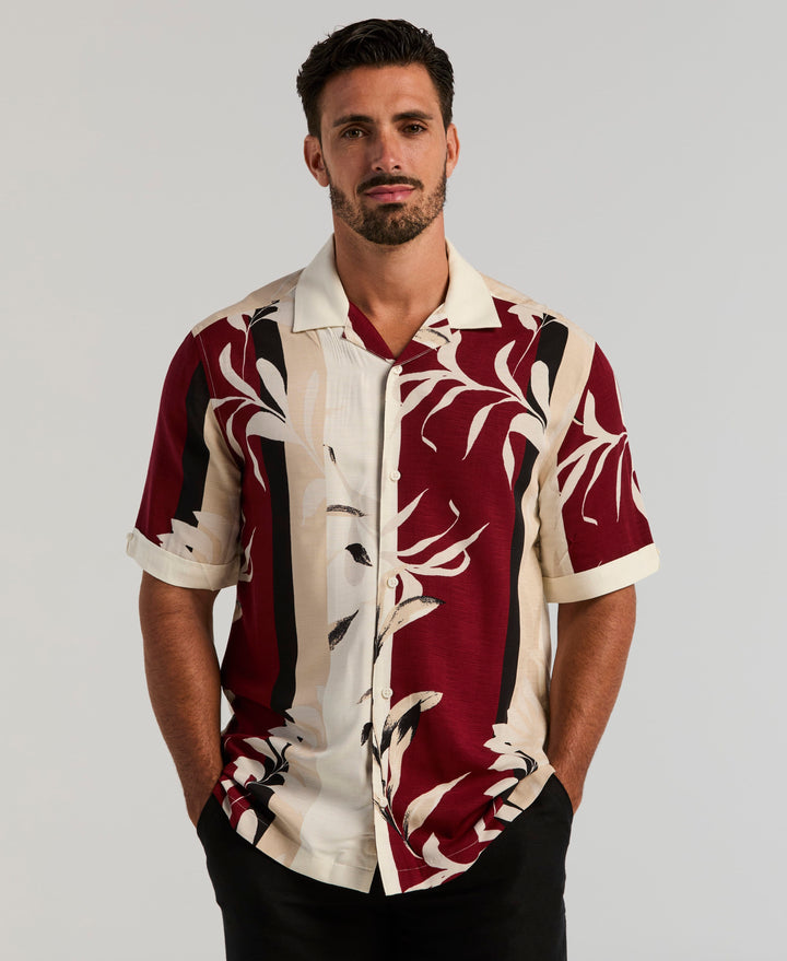 Engineered Stripe Print Shirt (Egret) 