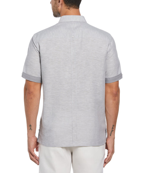 Linen Blend Textured Two Pocket Guayabera Shirt (Sleet) 