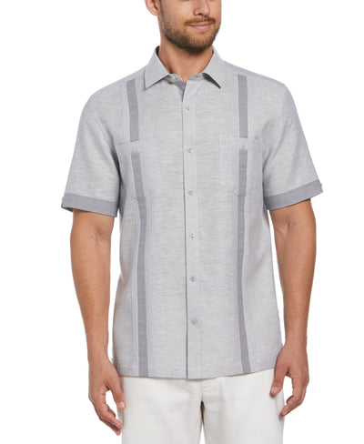 Linen Blend Textured Two Pocket Guayabera Shirt (Sleet) 