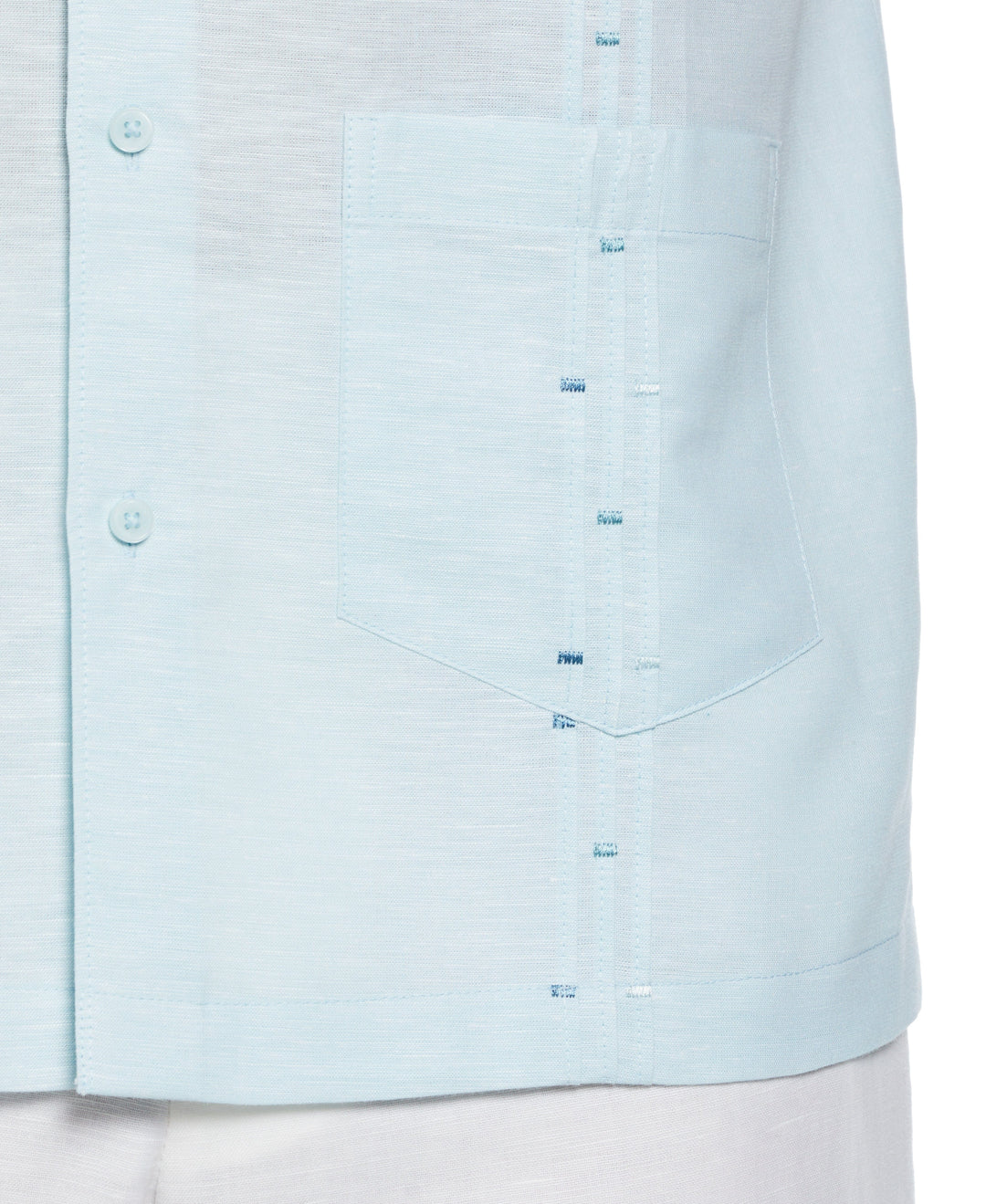 Fashion Four Pocket Linen-Blend Guayabera Shirt (Aquatic) 