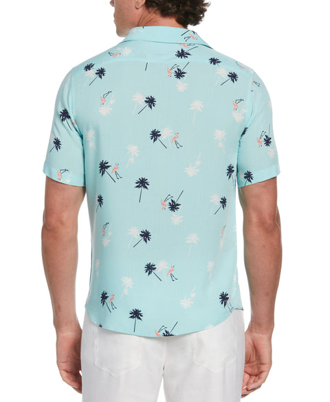 Flamingo Print Shirt (Pastel Turquoise) 