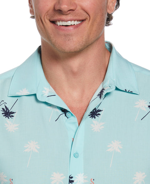 Flamingo Print Shirt (Pastel Turquoise) 