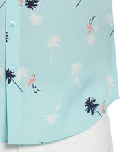 Flamingo Print Shirt (Pastel Turquoise) 