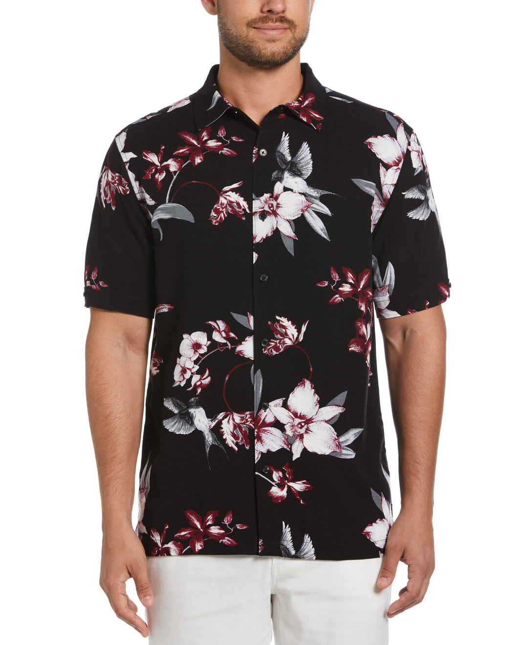 Floral Conversational Print Shirt (Jet Black) 