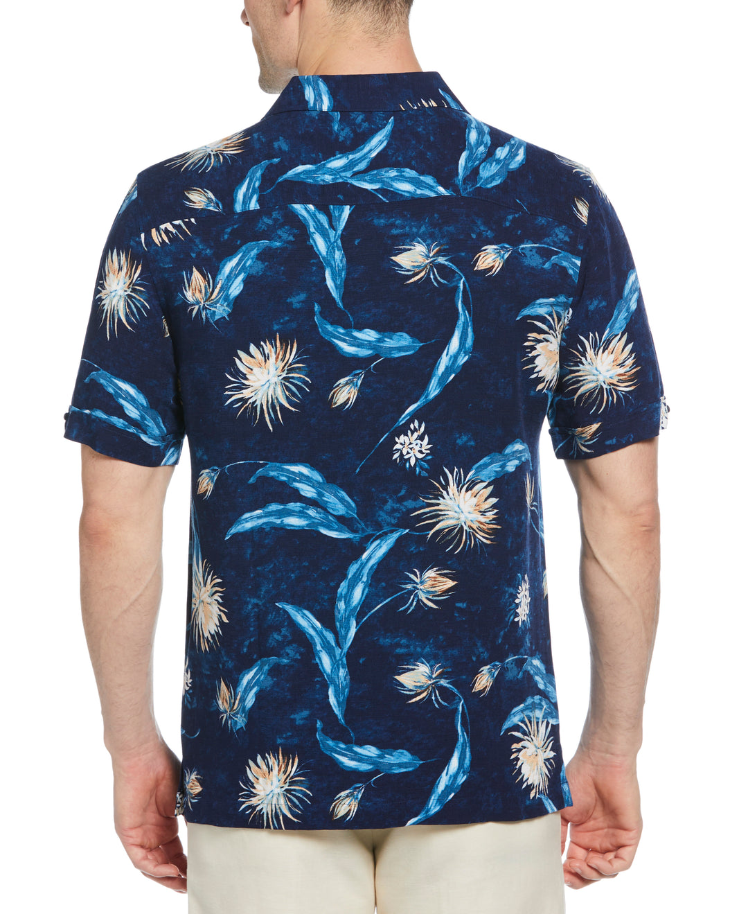 Floral Print Cuban Collar Shirt (Navy Iris) 