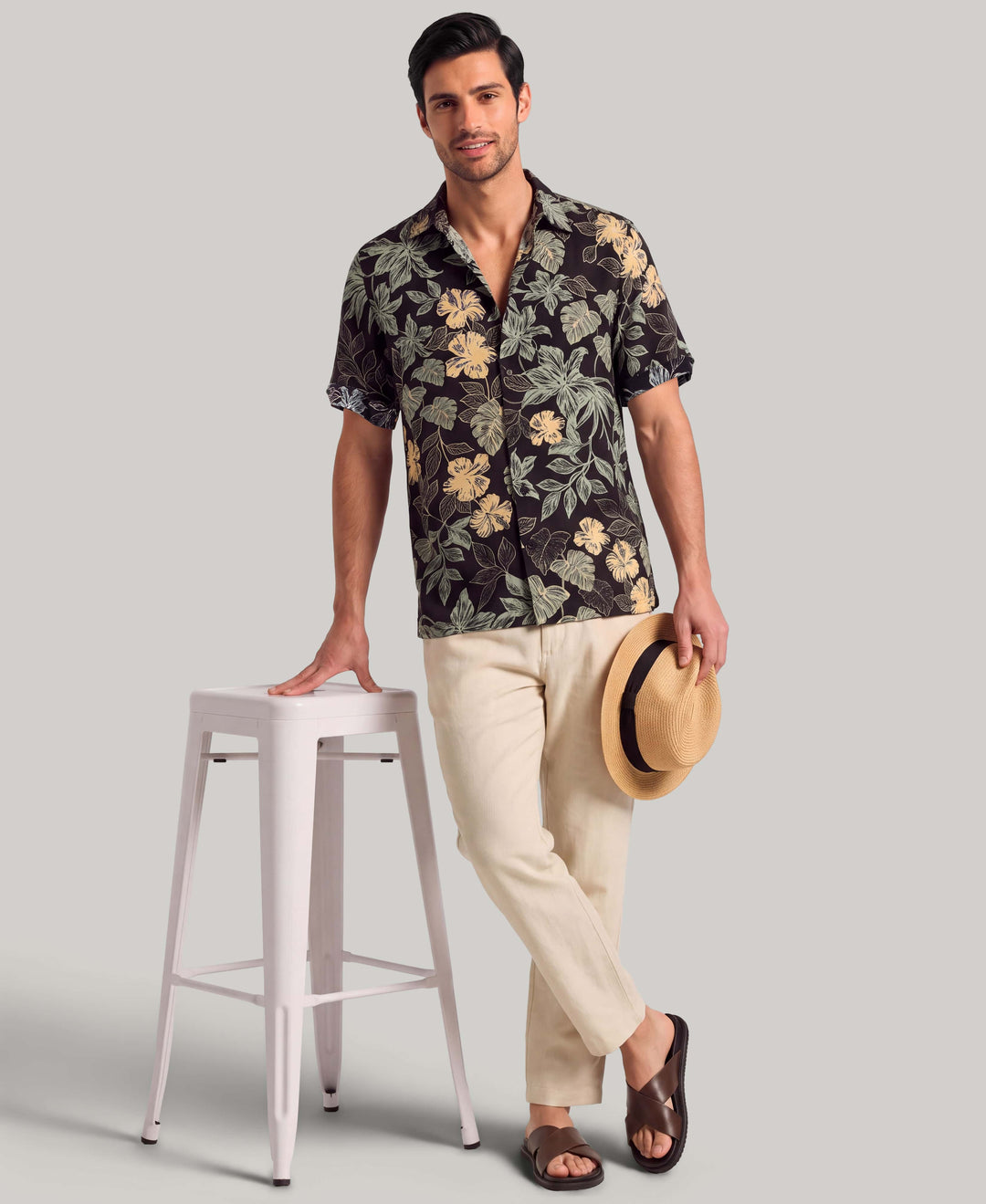 Floral Print Shirt (Iced Coffee) 