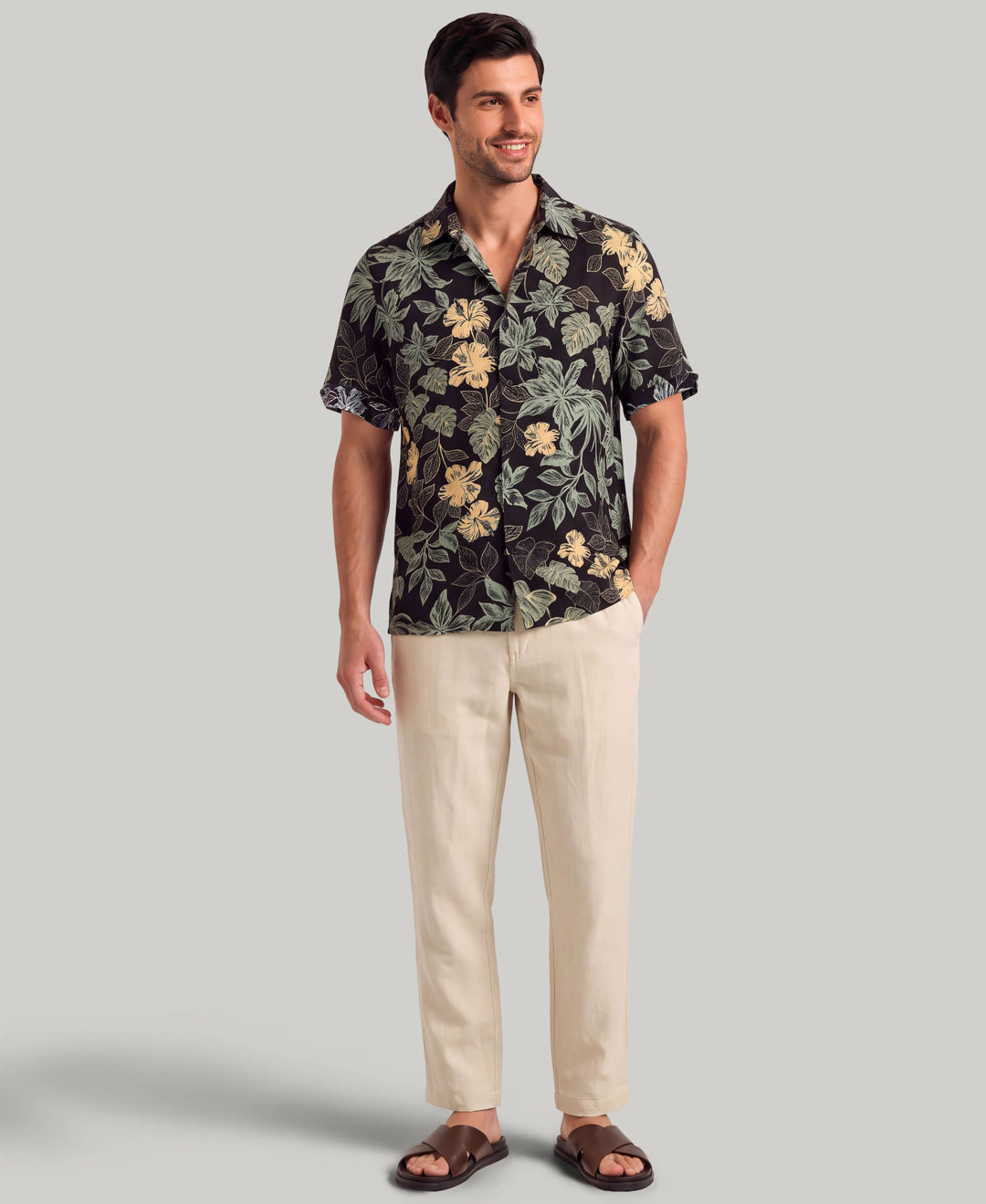 Floral Print Shirt (Iced Coffee) 