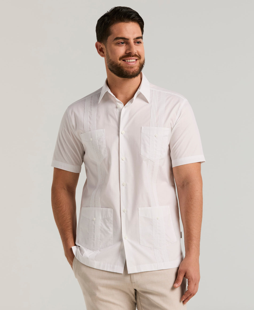 Four Pocket Guayabera Shirt (Brilliant White) 