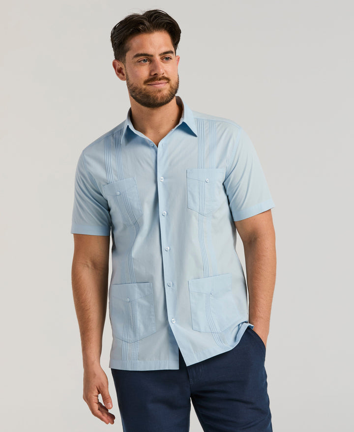 Four Pocket Guayabera Shirt (Cerulean) 