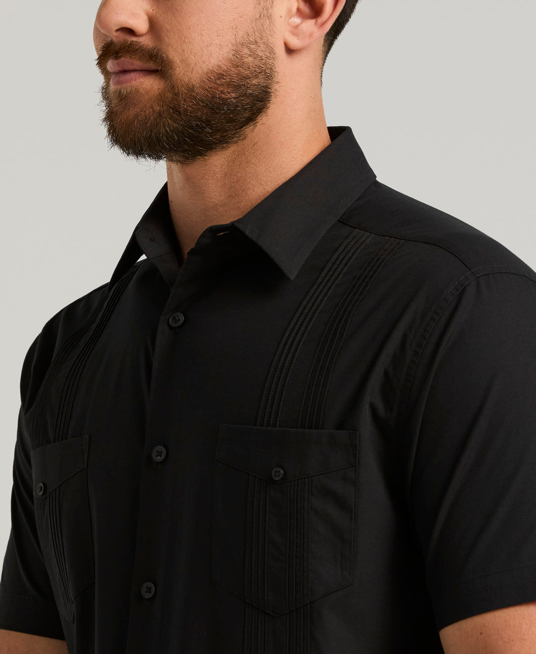Four Pocket Guayabera Shirt (Jet Black) 