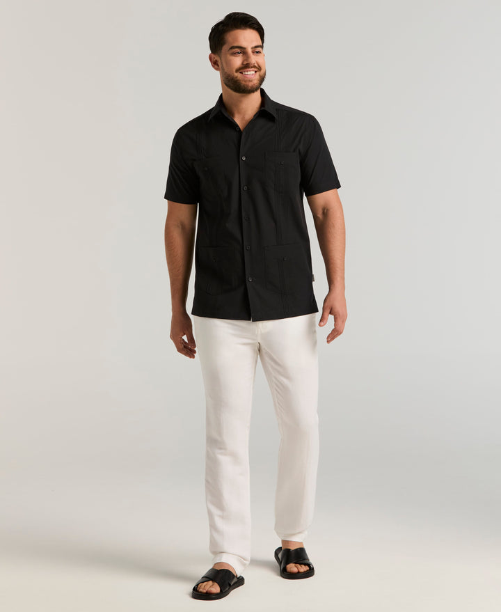 Four Pocket Guayabera Shirt (Jet Black) 