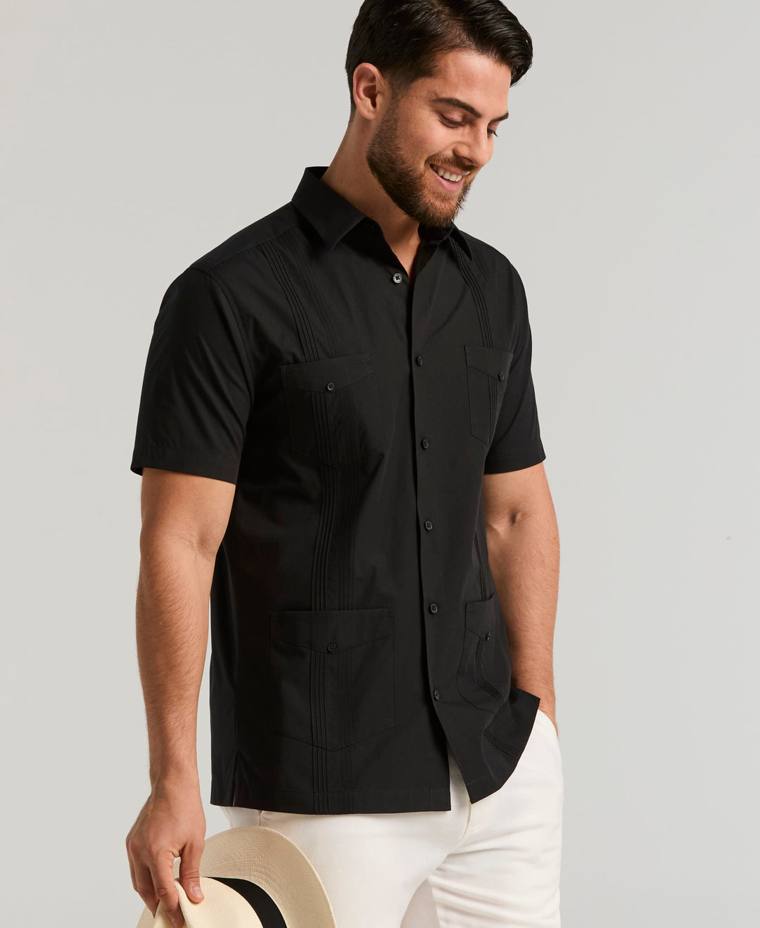 Four Pocket Guayabera Shirt (Jet Black) 