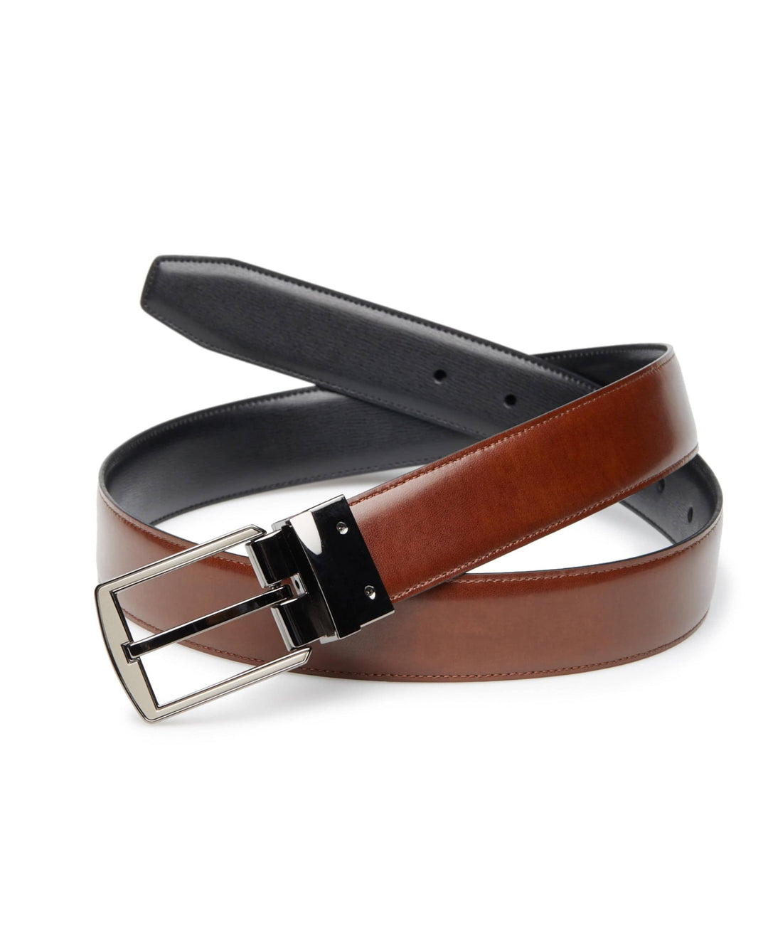 Genuine Leather Reversible Belt With Gunmetal Buckle-Belts-Cubavera