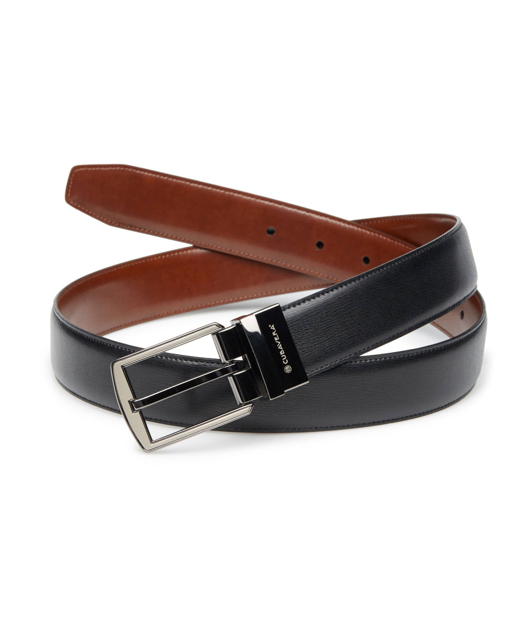 Genuine Leather Reversible Belt With Gunmetal Buckle-Belts-Cubavera