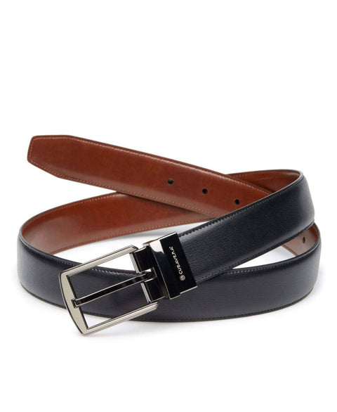 Genuine Leather Reversible Belt with Gunmetal Buckle-Belts-Cubavera