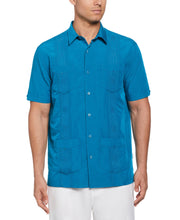 Geo Embroidered Guayabera Shirt (Crystal Teal) 