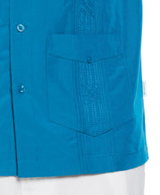 Geo Embroidered Guayabera Shirt (Crystal Teal) 