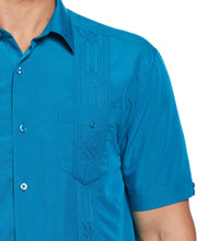 Geo Embroidered Guayabera Shirt (Crystal Teal) 