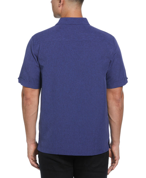Geo Embroidered Panel Chambray Shirt (Skipper Blue) 
