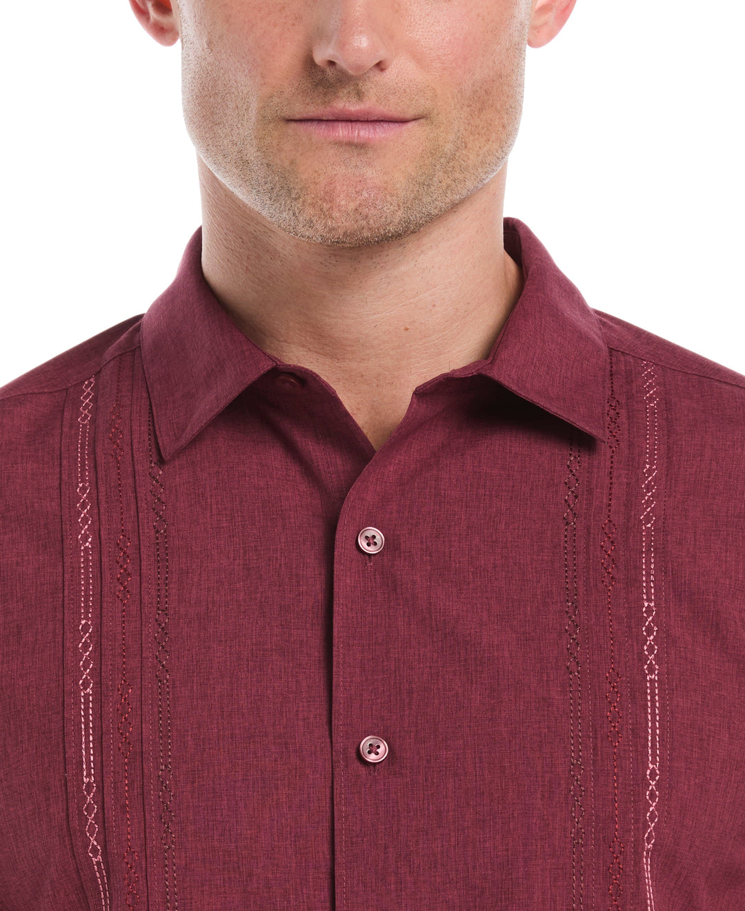 Geo Embroided Chambray Shirt (Cordovan) 