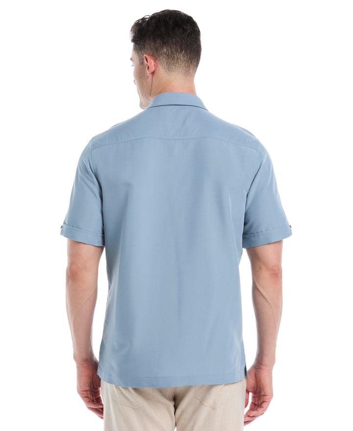Geo Embroidery Short Sleeve Shirt (Windward Blue) 