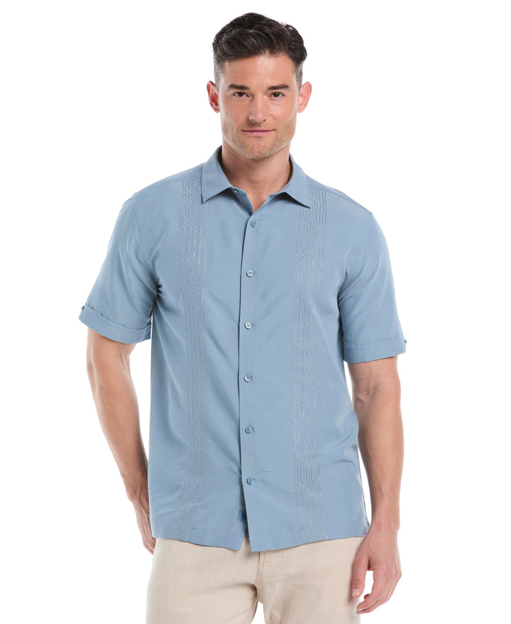 Geo Embroidery Short Sleeve Shirt (Windward Blue) 