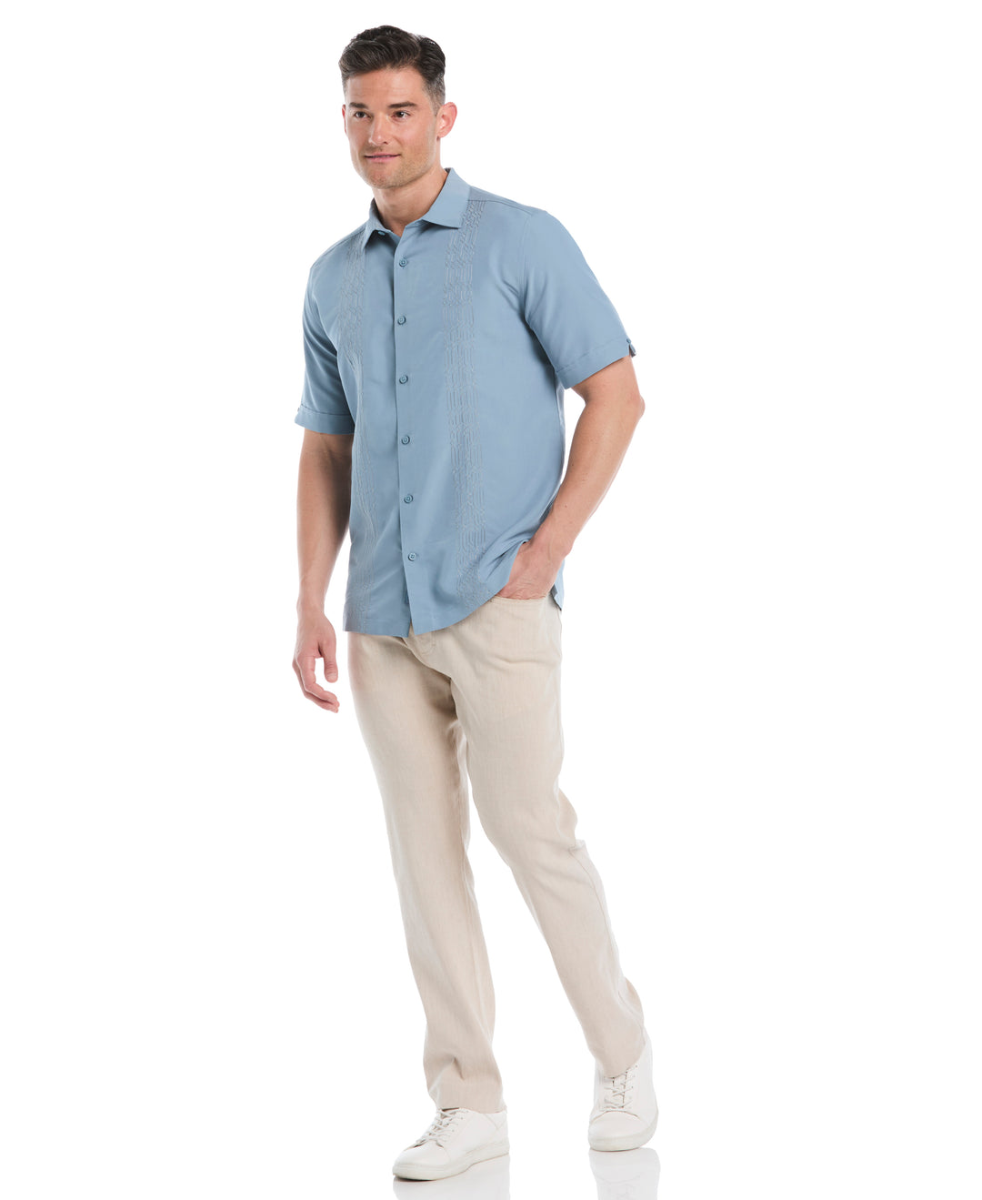 Geo Embroidery Short Sleeve Shirt (Windward Blue) 
