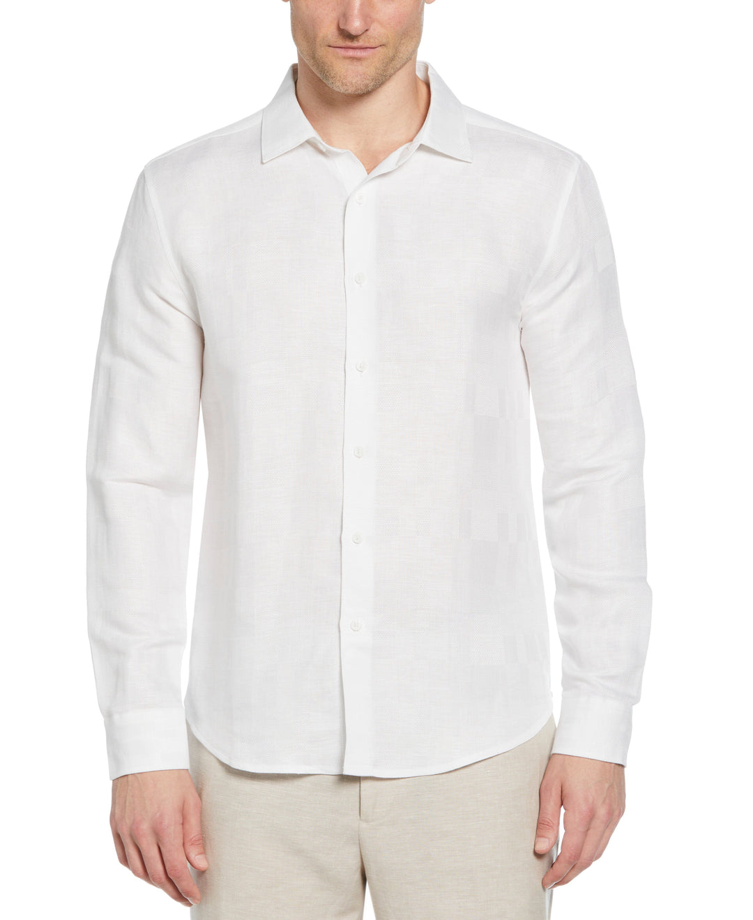 Geometric Dobby Textured Shirt (Brilliant White) 