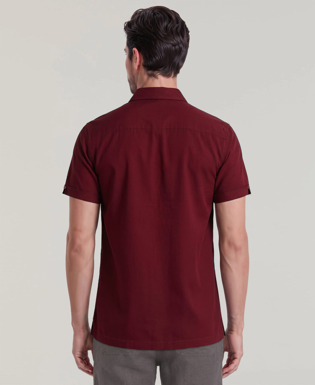 Geometric Embroidered Shirt (Cabernet) 