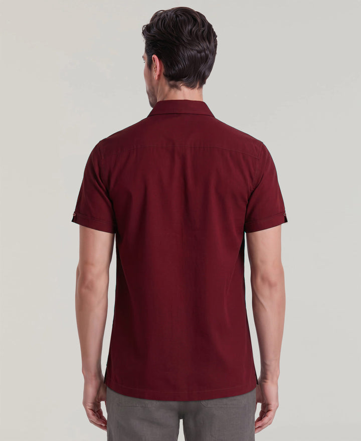 Geometric Embroidered Shirt (Cabernet) 