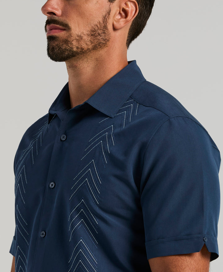 Geometric Embroidered Shirt (Insignia Blue) 